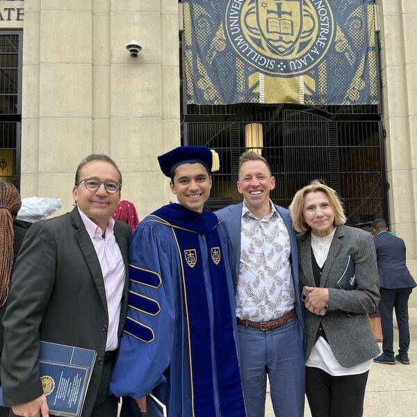 Garrett With His Now Husband Luiz Garrett S Mom And Luiz S Dad At Phd Graduation 2023
