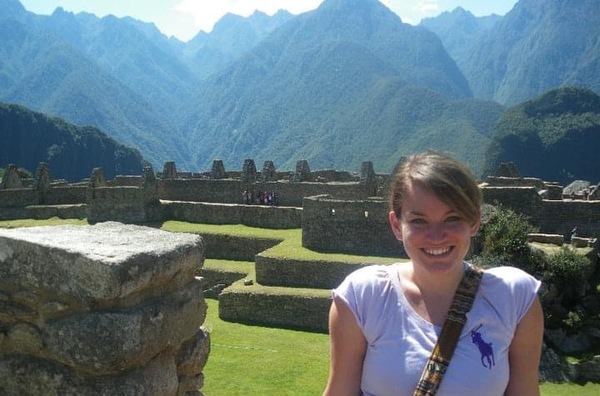 Ogorzalek smiling in front of Machu Picchu