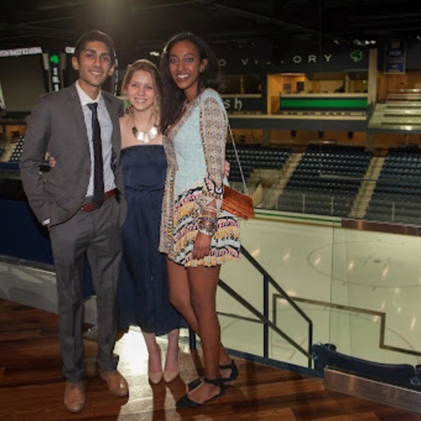 Blais poses at the stadium with her student government staff members